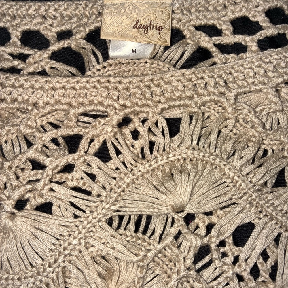 Daytrip Taupe Crochet Fringe Top - Picture 2 of 4